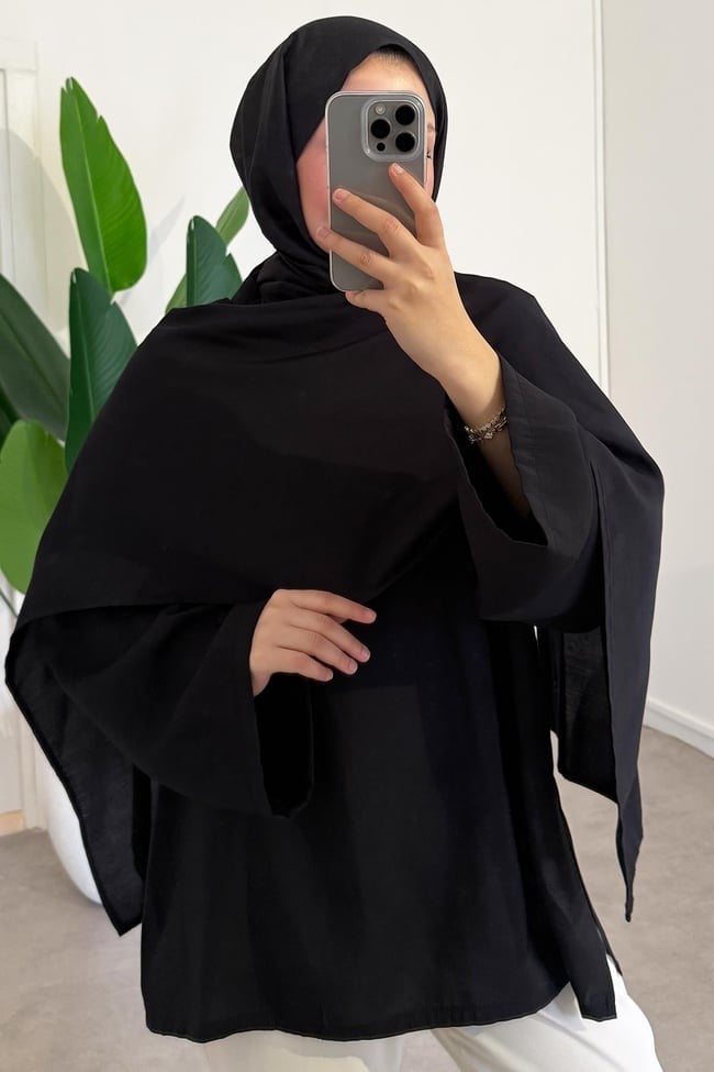 Kadın Şal Detay Bel Bağlamalı Bluz M61406 - Siyah