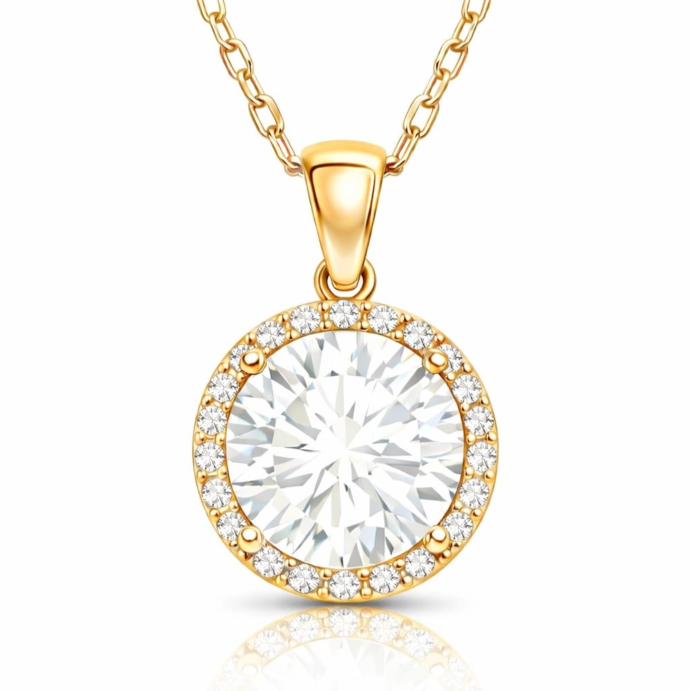 Gümüş Gold Yuvarlak Montür Kadın Kolye