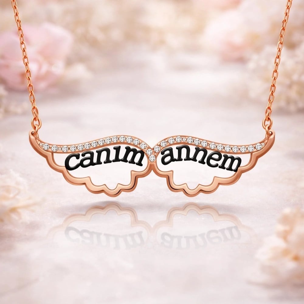 Gümüş Melek Canım Annem Bayan Kolye