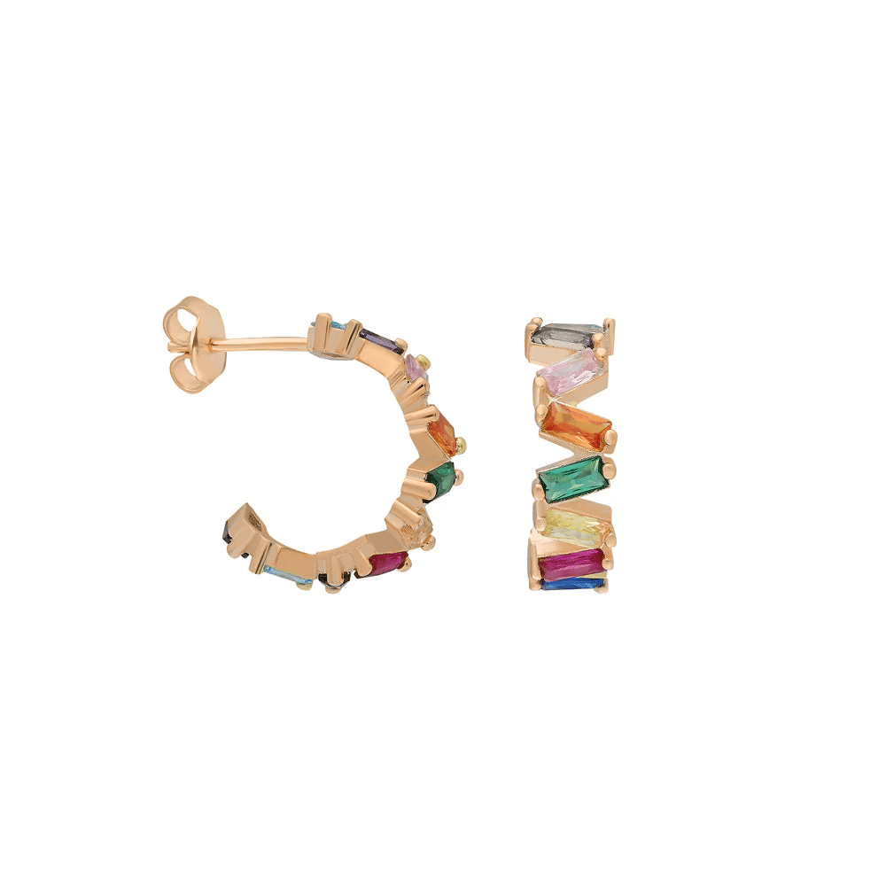 Renkli Baget Shift Küpe 718870 Gold