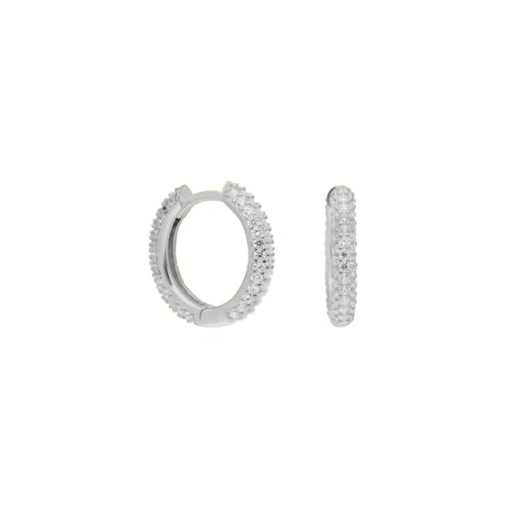 Taşlı Halka Küpe 717096 Silver