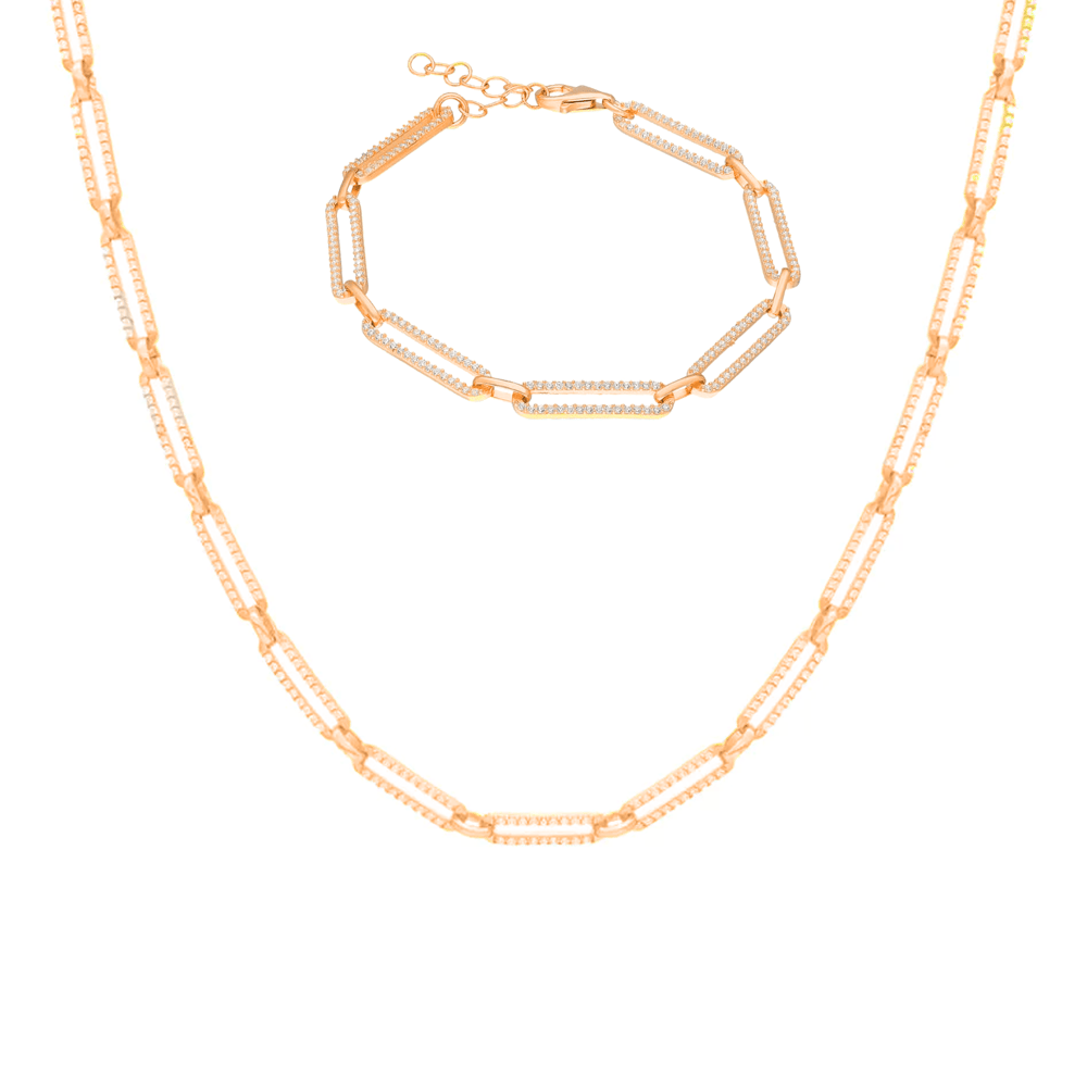 Taşlı Zincir Set 718303 Rose
