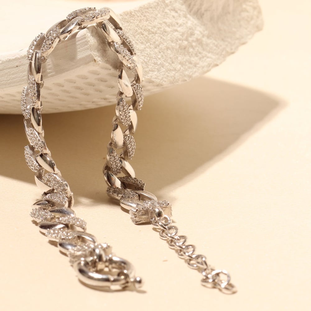 Zirkon Zincir Bileklik 718501 Silver