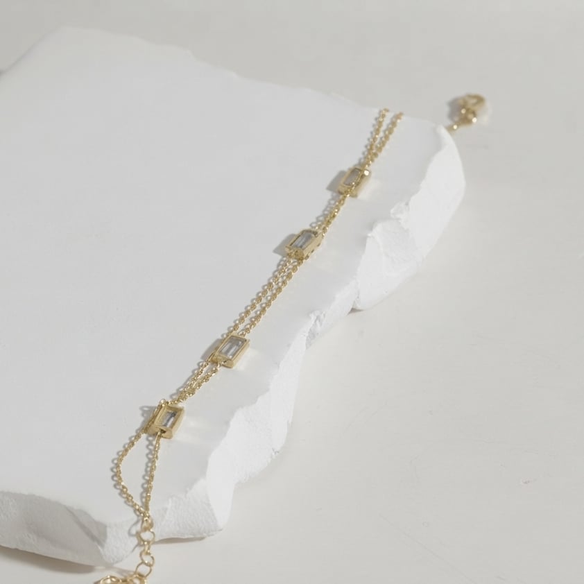 Zirkon Taşlı Zincir Bileklik 718556 Gold