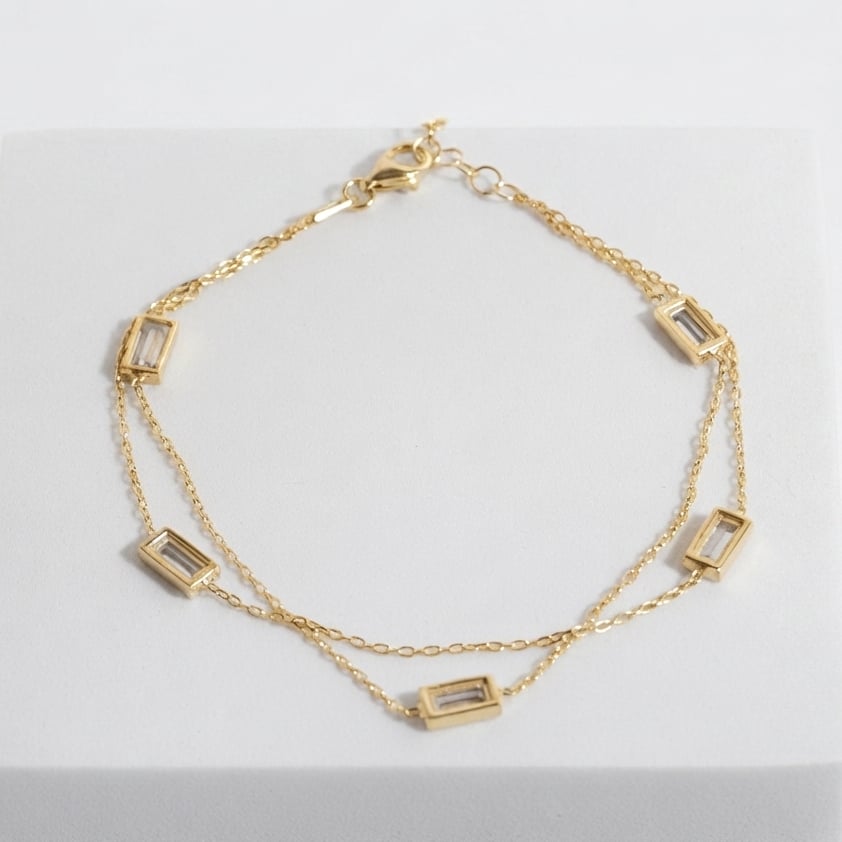 Zirkon Taşlı Zincir Bileklik 718556 Gold