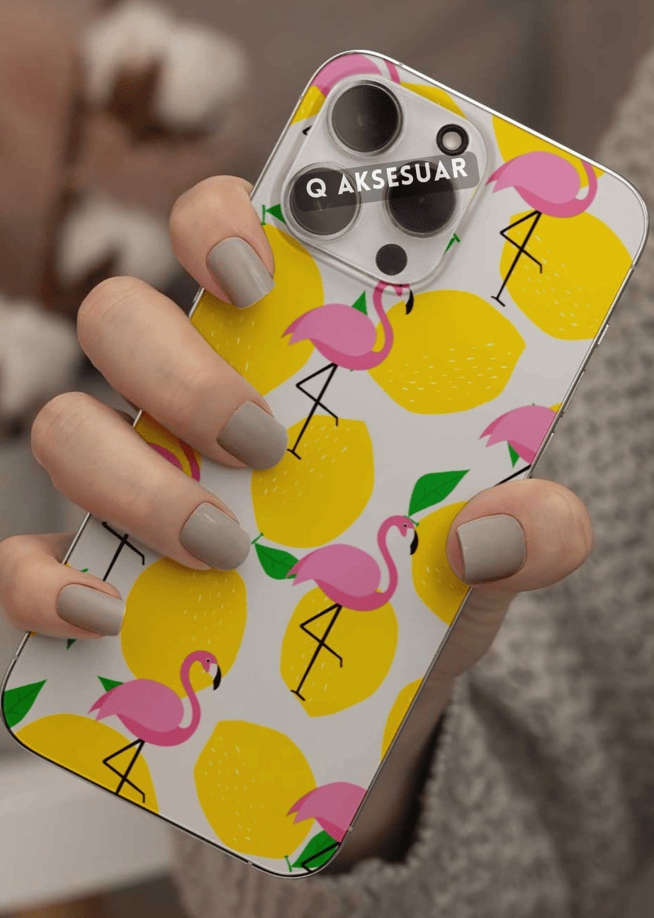 İphone Uyumlu Flamingo Tasarımlı Şeffaf Telefon Kılıfı (Model Seçiniz)
