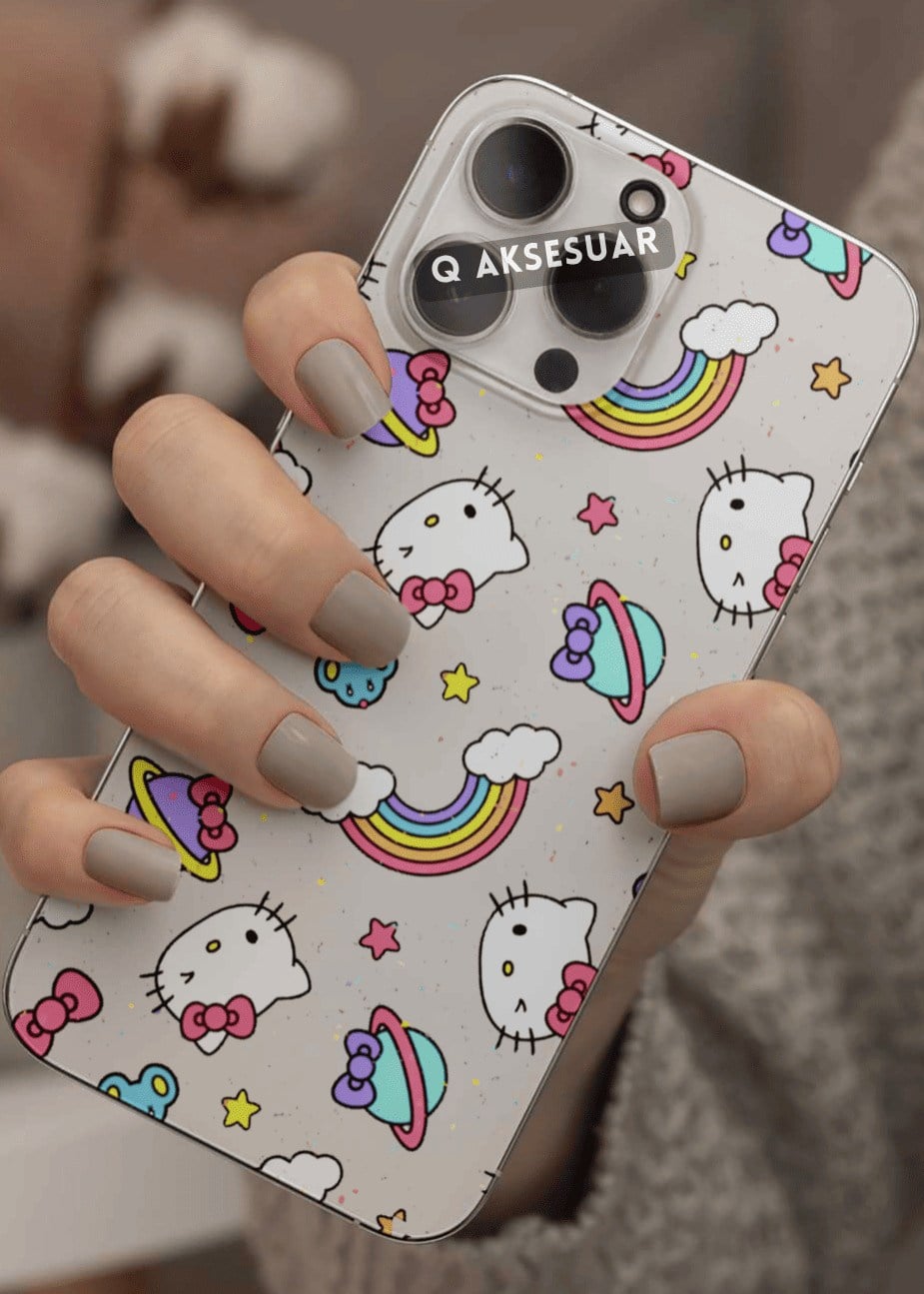 İphone Uyumlu Hello Kitty Tasarımlı Şeffaf Telefon Kılıfı (Model Seçiniz)