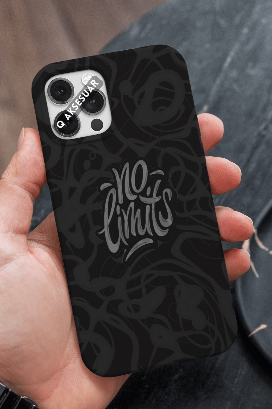 İphone Uyumlu No Limits Tasarımlı Premium Telefon Kılıfı Siyah (Model Seçiniz)
