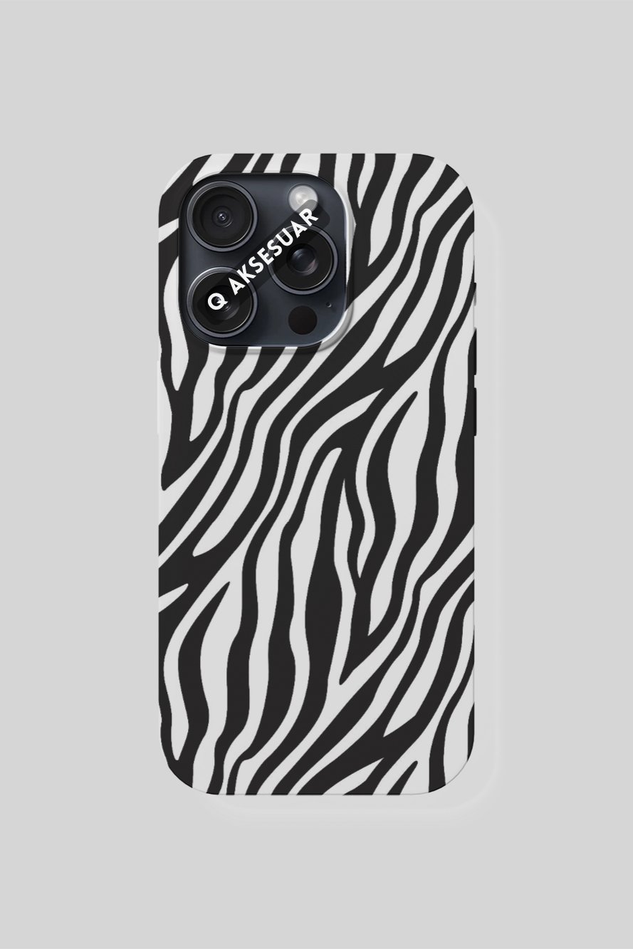 İphone Uyumlu Zebra Desen Tasarımlı Premium Telefon Kılıfı Siyah (Model Seçiniz)