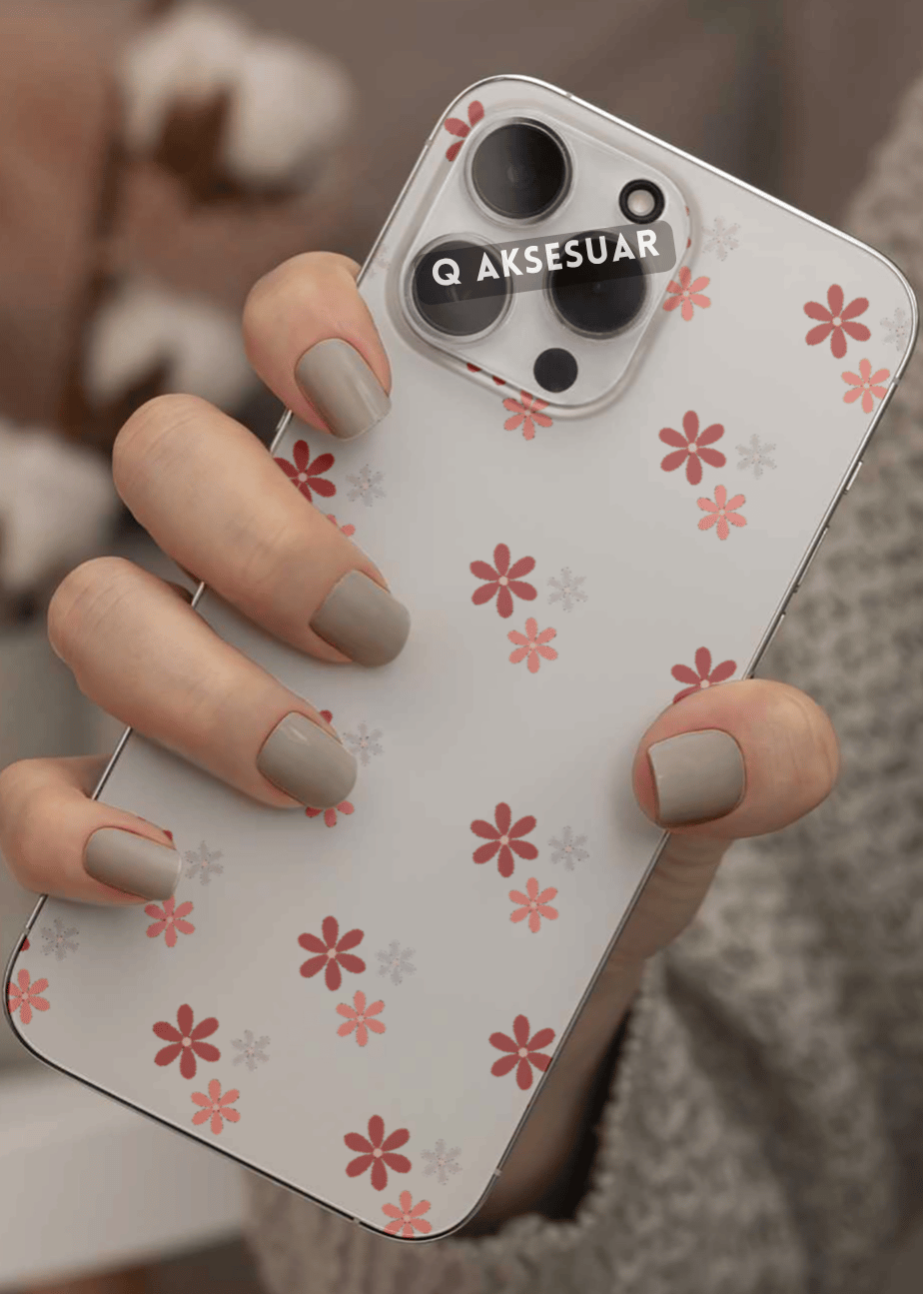 Mini Çiçek Tasarımlı Şeffaf Telefon Kılıfı