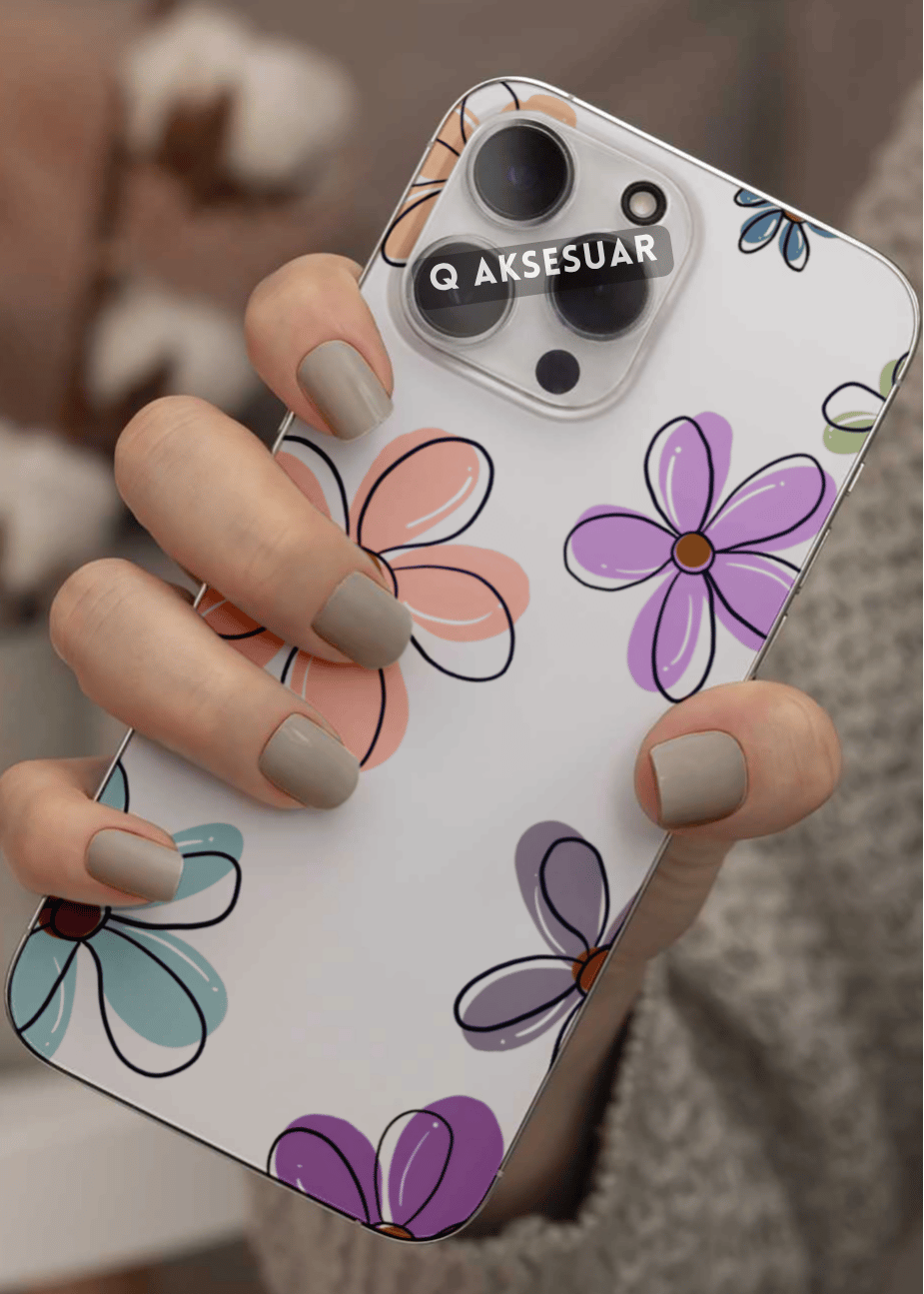 Samsung Galaxy Uyumlu Renkli Çiçekler Tasarımlı Şeffaf Telefon Kılıfı (Model Seçiniz)
