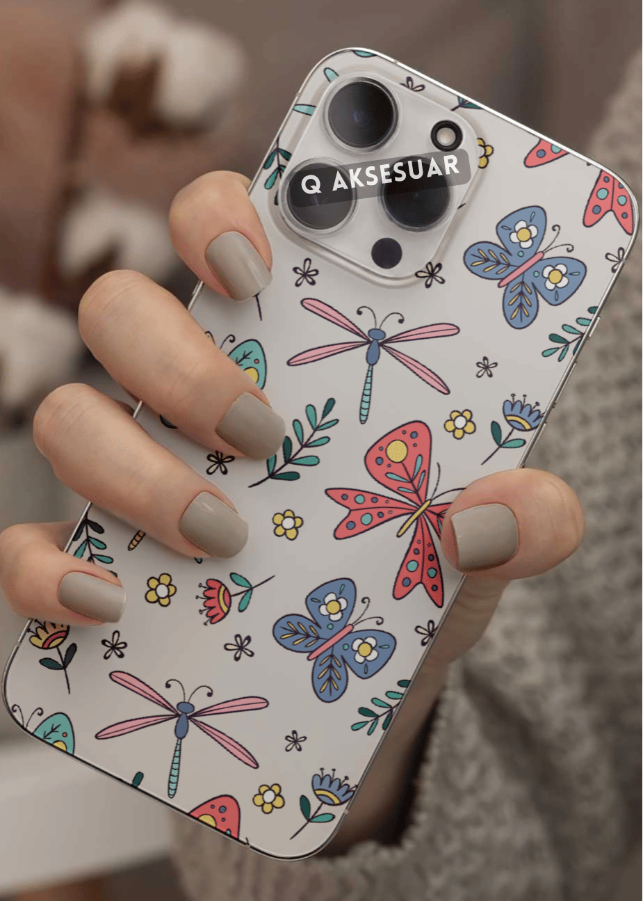 Samsung Galaxy Uyumlu Renkli Kelebek Tasarımlı Şeffaf Telefon Kılıfı (Model Seçiniz)