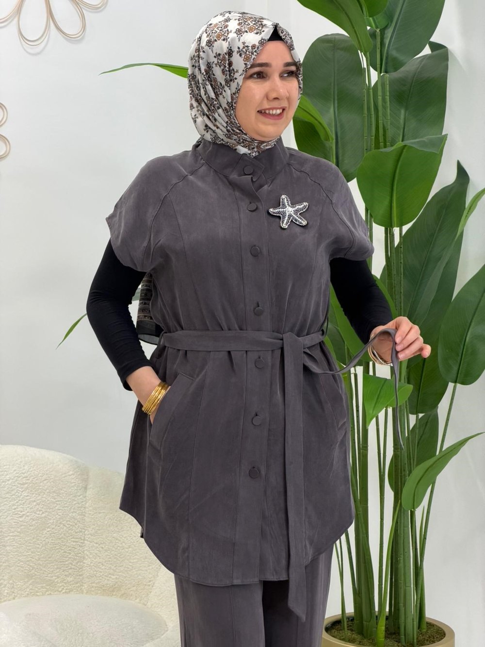 Antrasit Okyanus Yelekli Takım