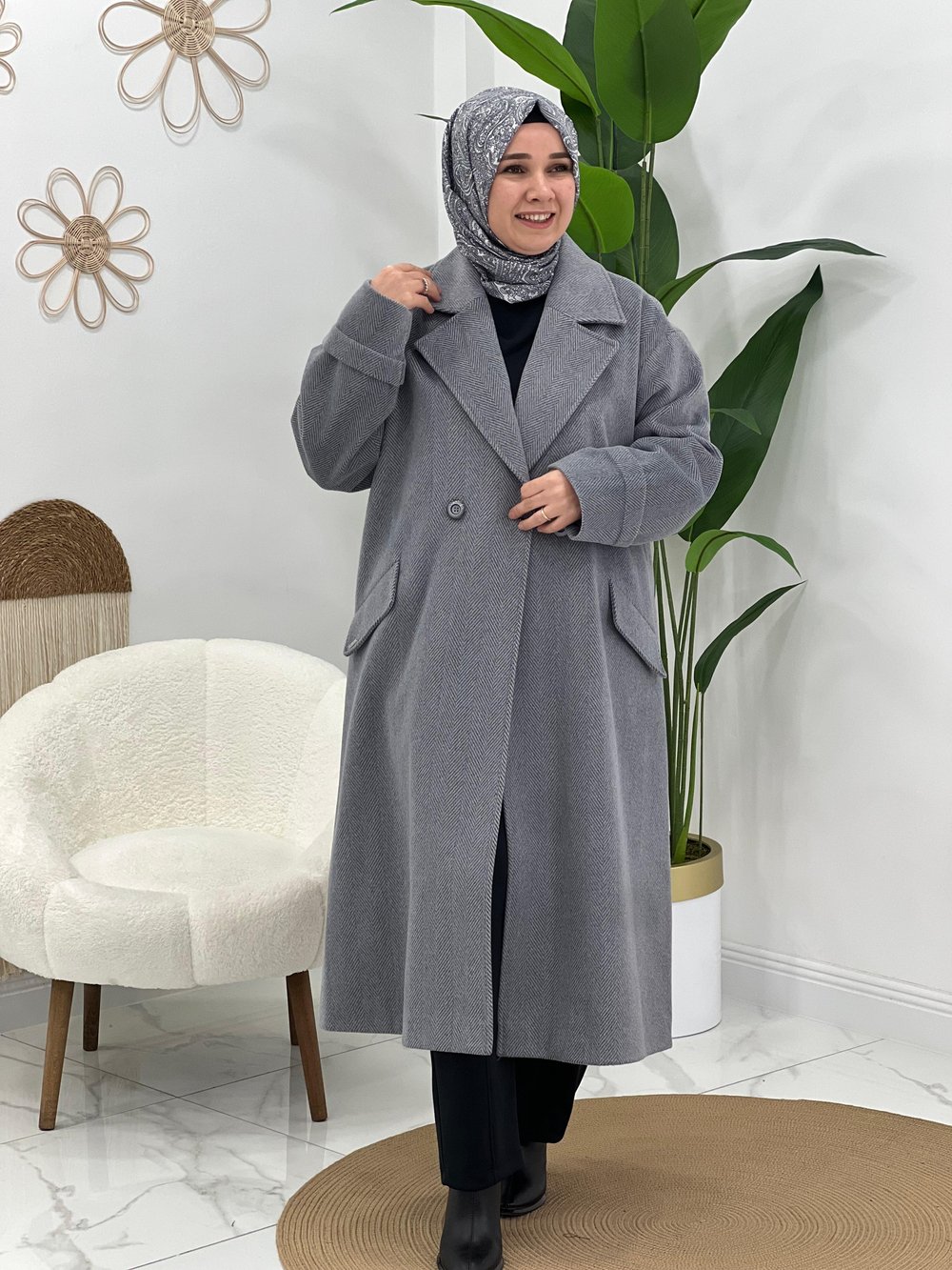 Balık Sırtı Desenli Kaban