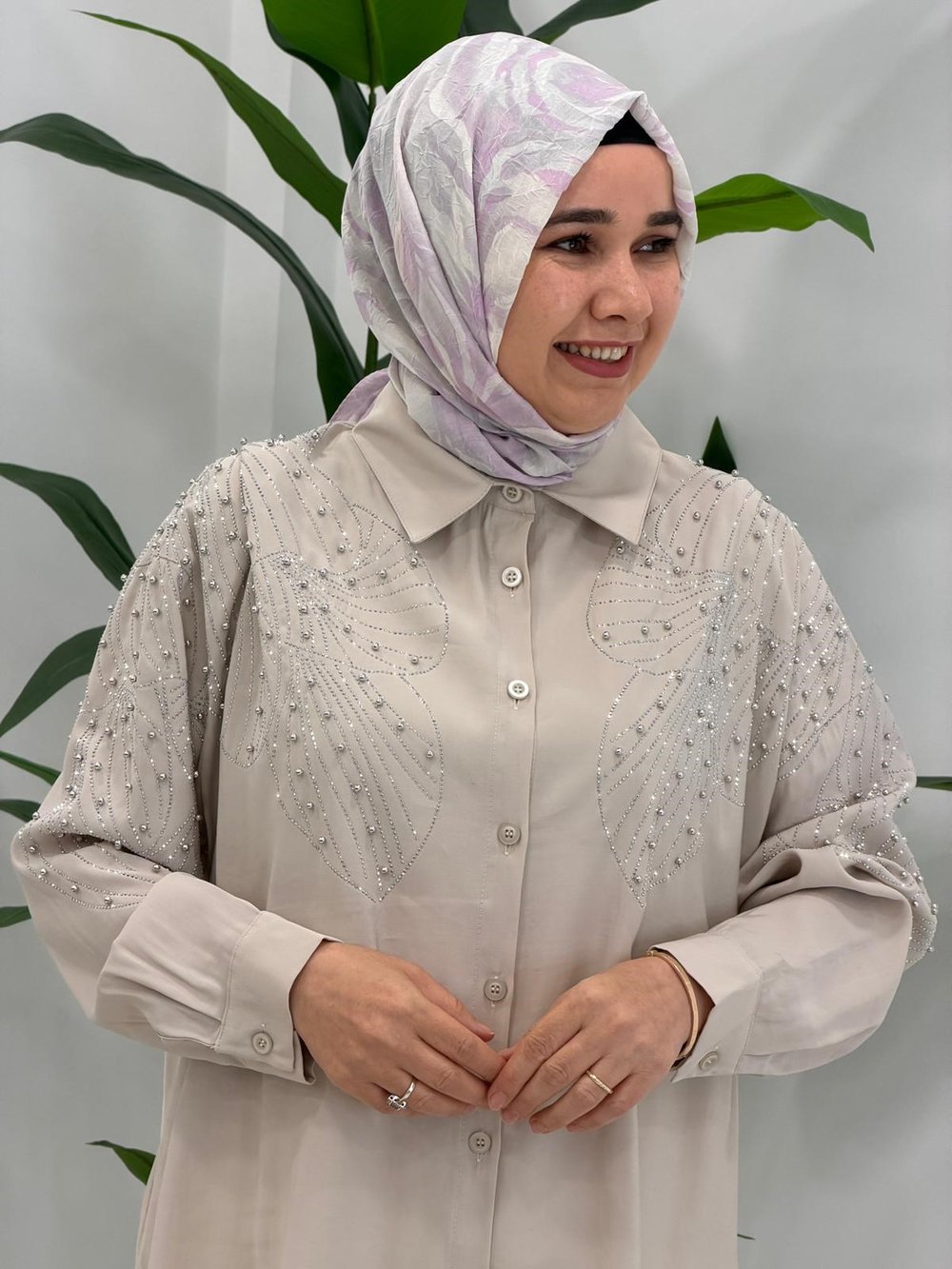 Bej  Taşlı Tunik