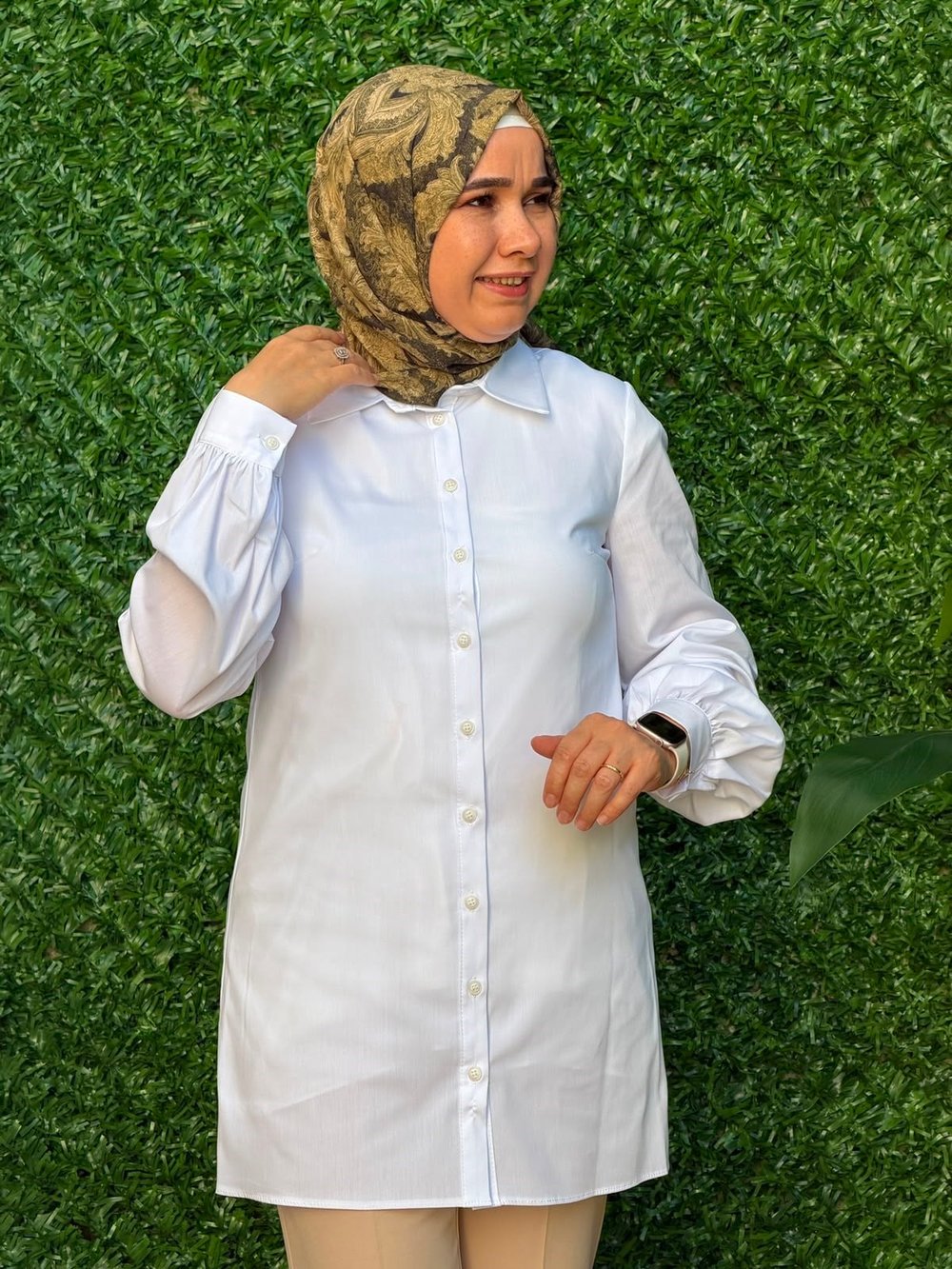 Beyaz Poplin Tunik