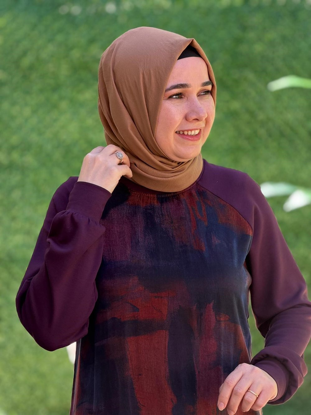 Bordo Kupra Desenli Pantolonlu Takım
