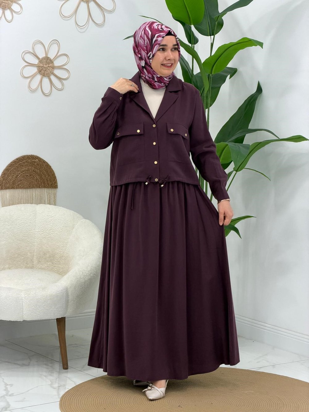 Bordo Linda Etekli Takım