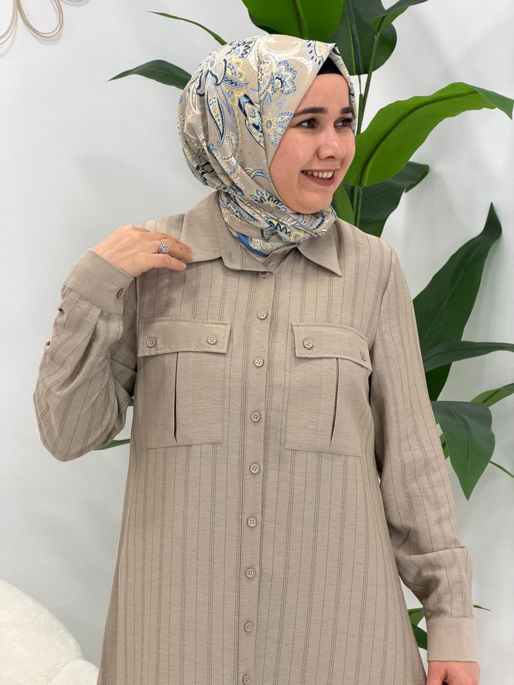 Camel Çizgi detaylı Uzun Boy Tunik