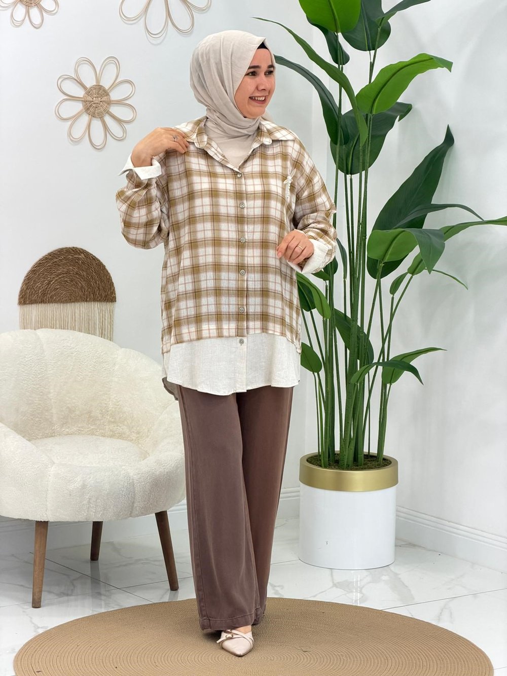 Camel Ekose Tunik
