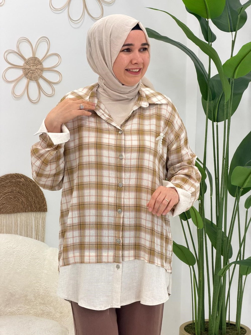 Camel Ekose Tunik