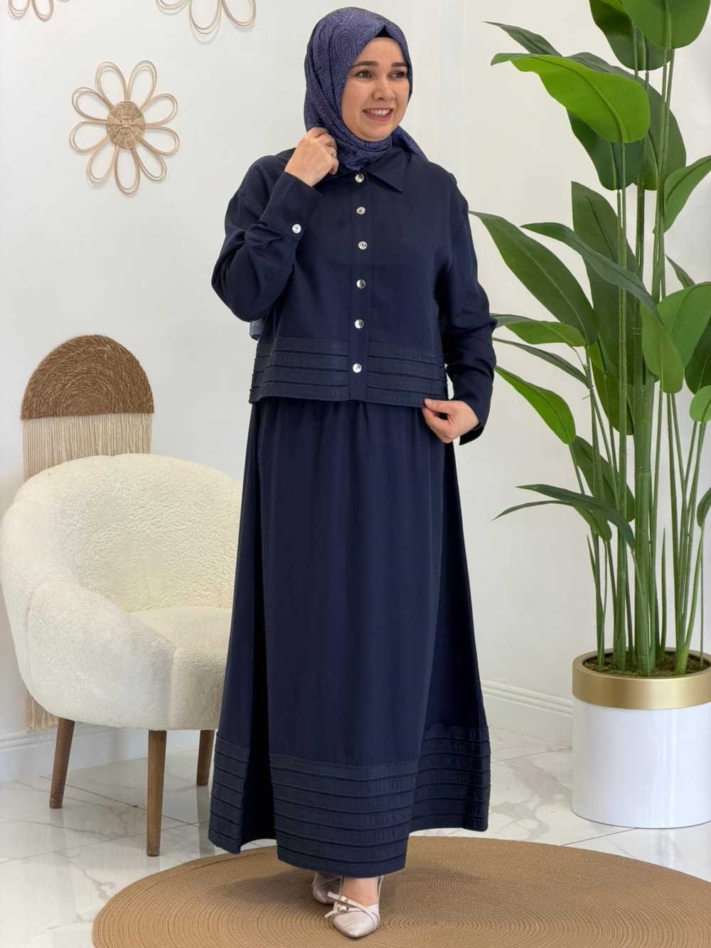 Drape Detaylı Etekli Takım