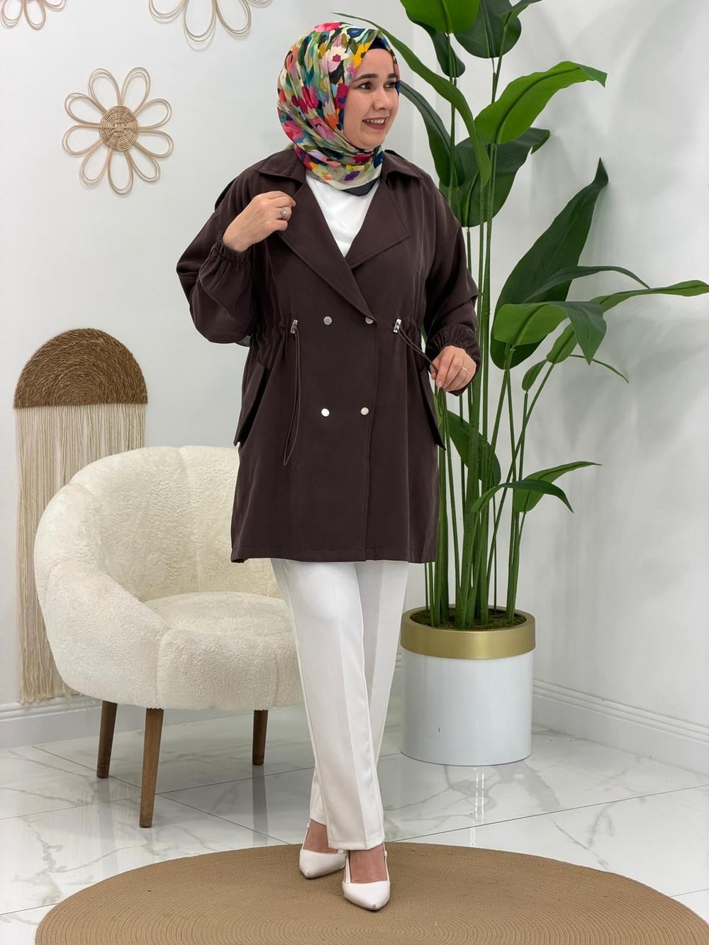 Kahve Lavinya Çıtçıtlı Ceket
