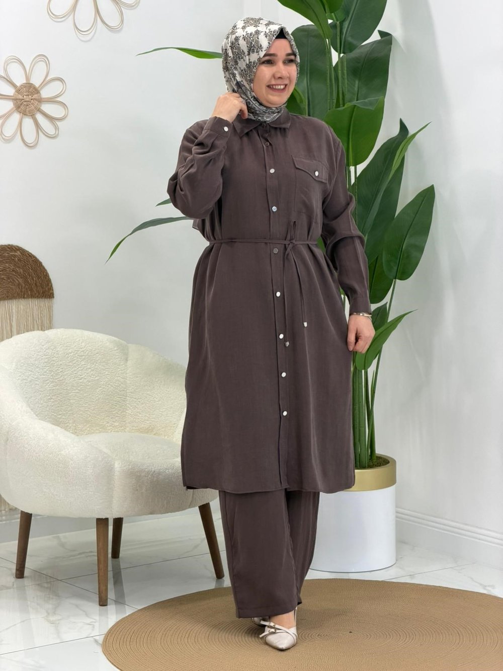 Kahve Linda Keten Takım