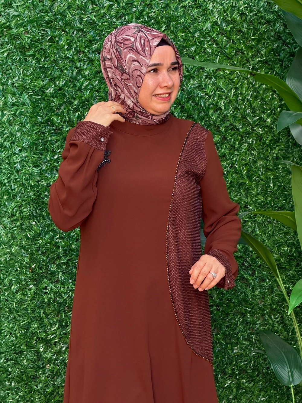 Kahve Pırlanta Detaylı Tunik
