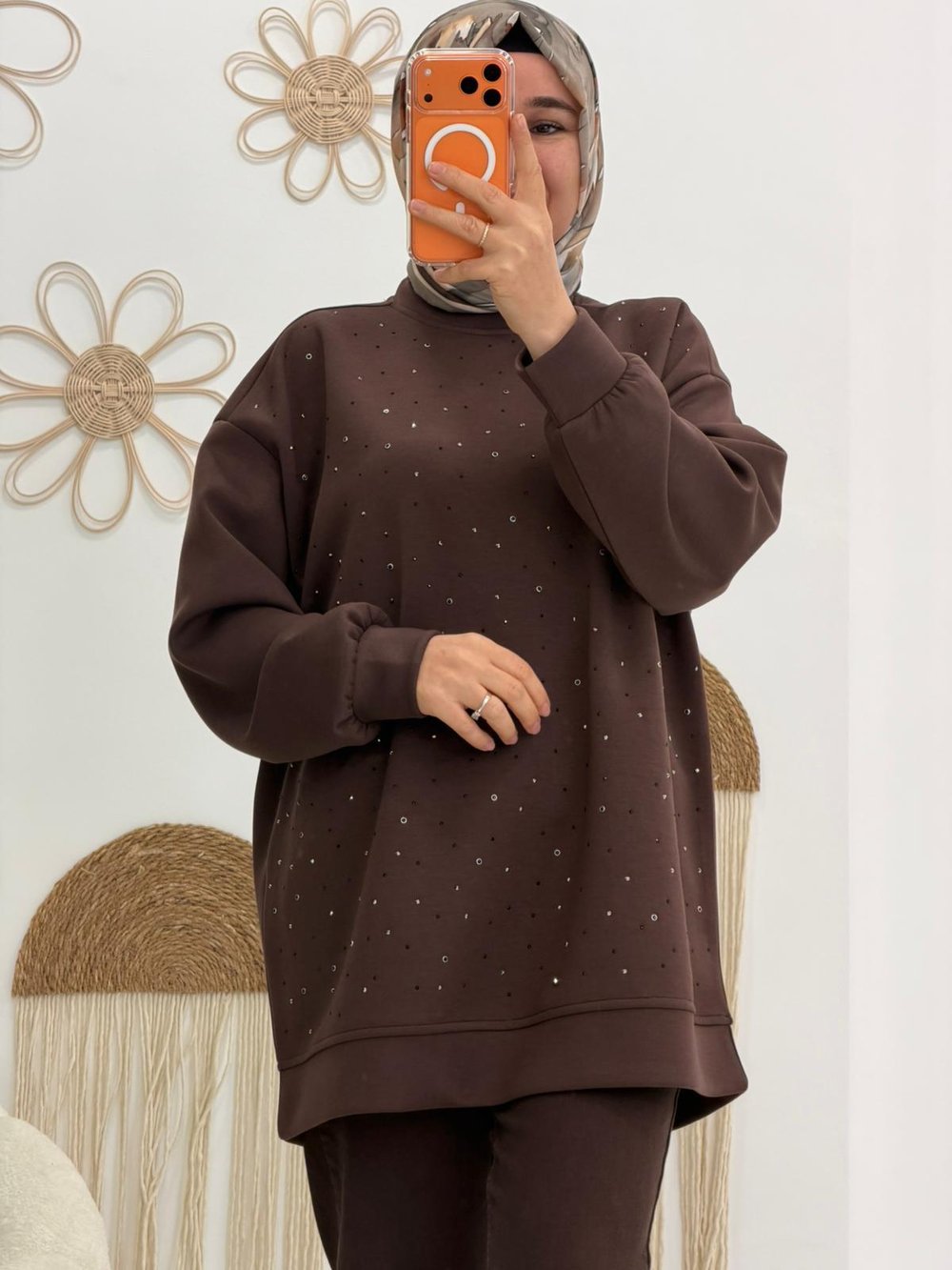 Kahve Taşlı Sweat