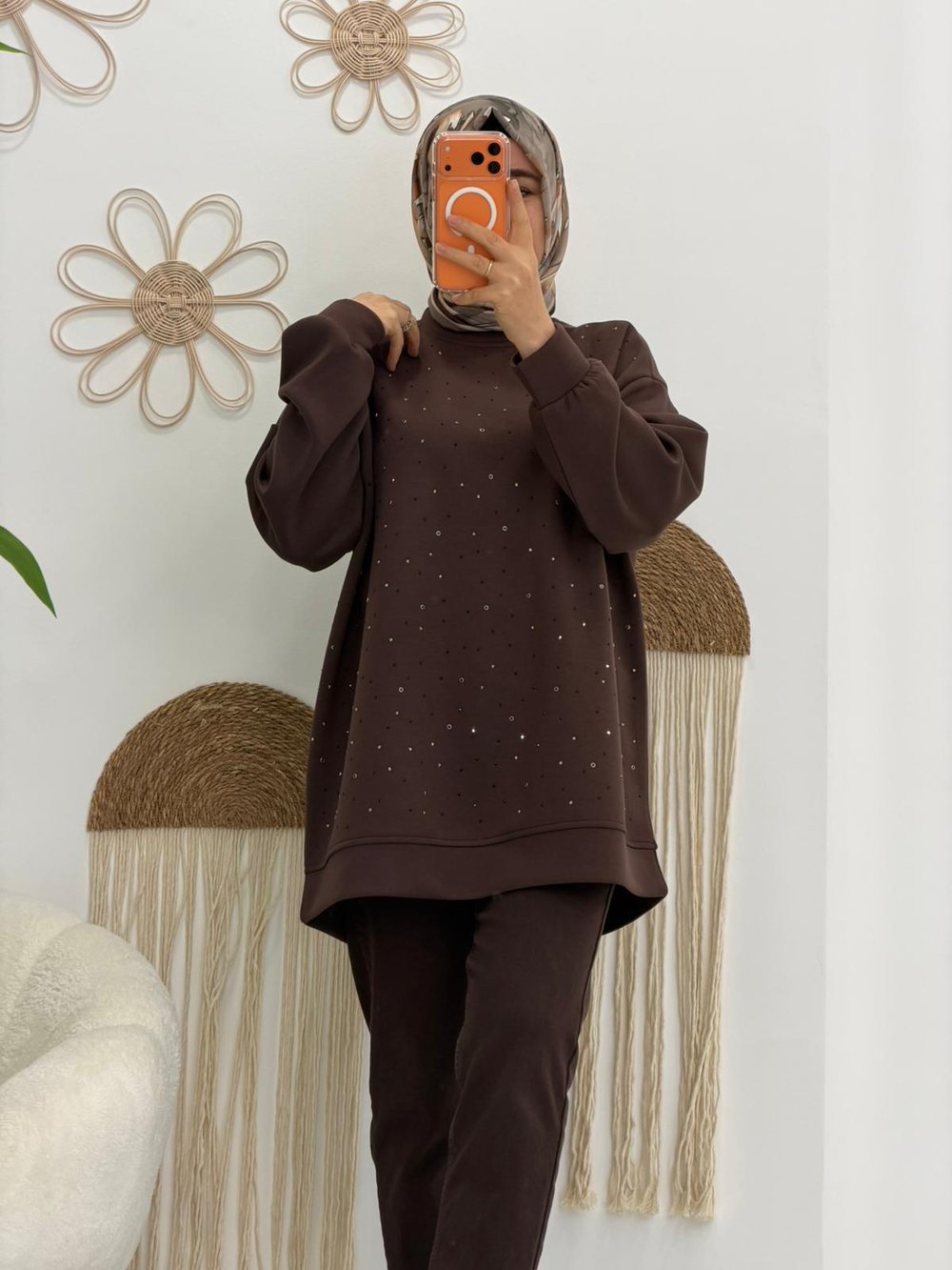 Kahve Taşlı Sweat