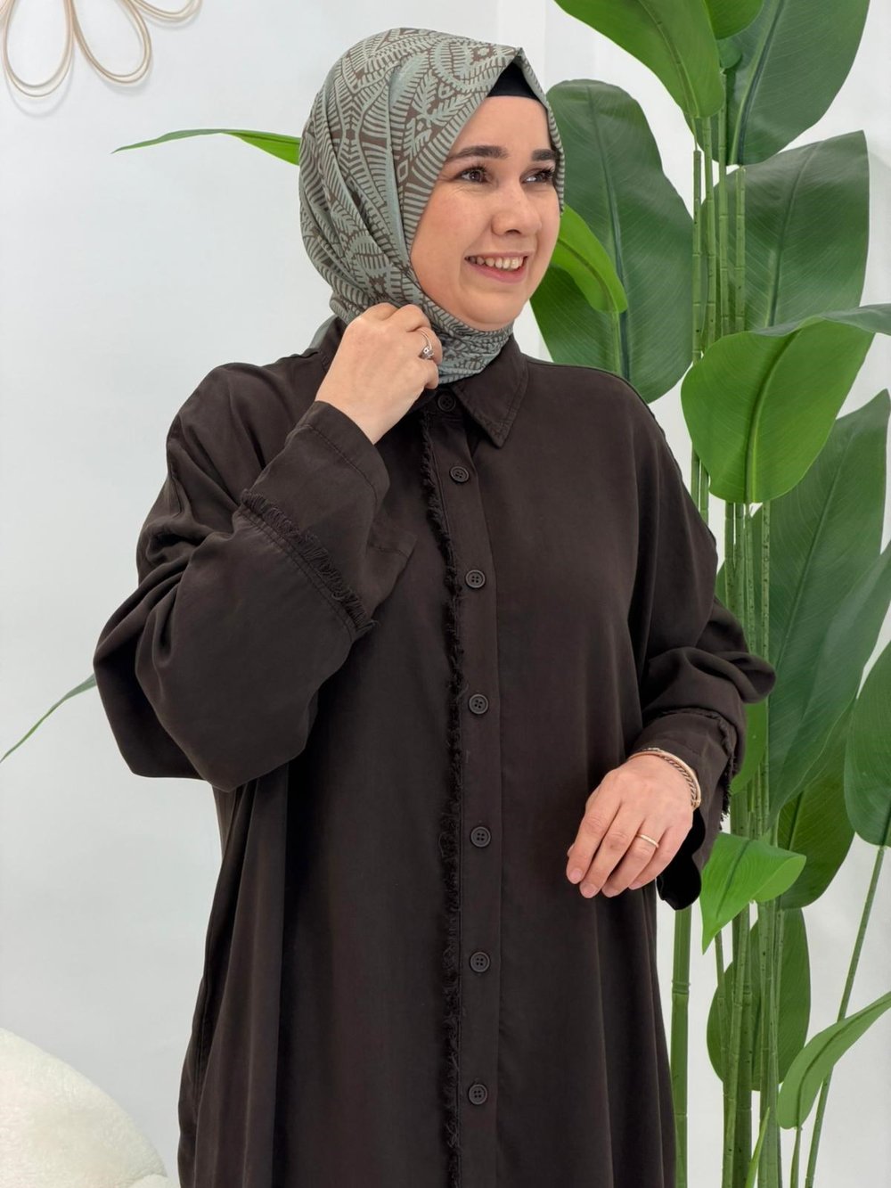 Kahve Yonga Uzun Tunik