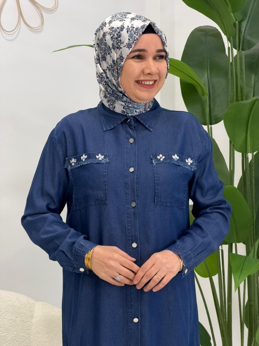 Lacivert Cebi Taşlı Tunik