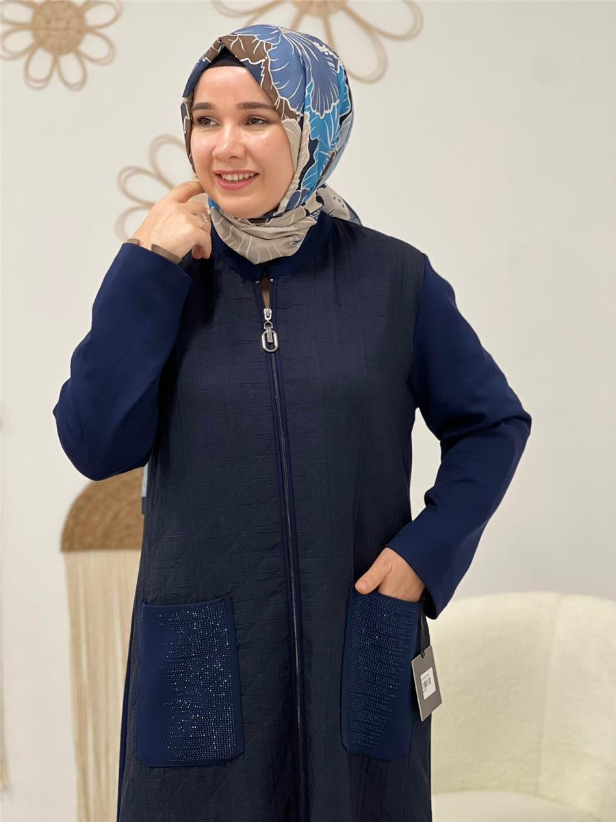 Lacivert Önü Kapitone Kap