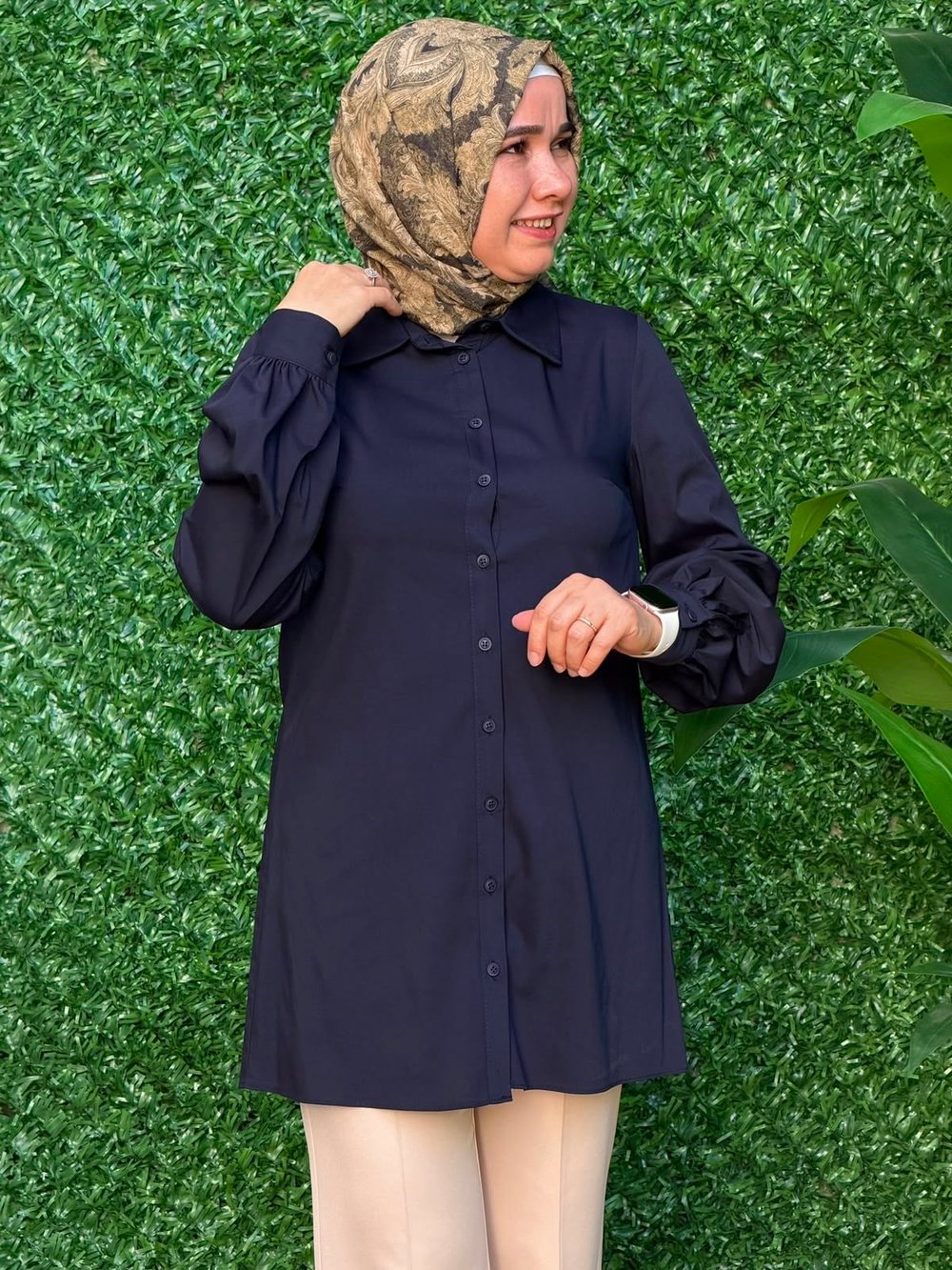 Lacivert Poplin Tunik