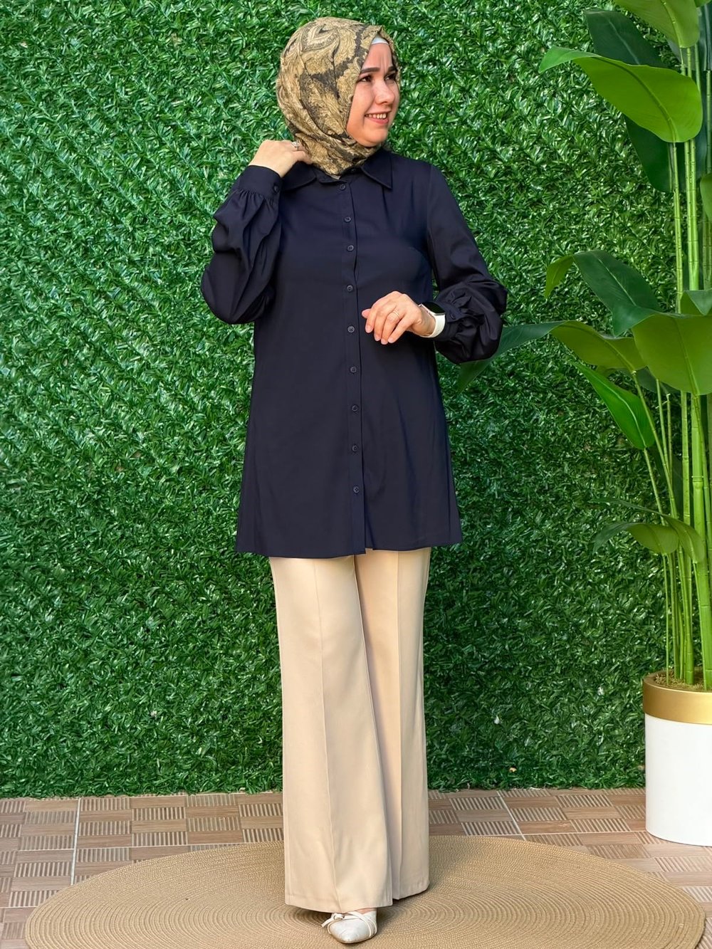 Lacivert Poplin Tunik