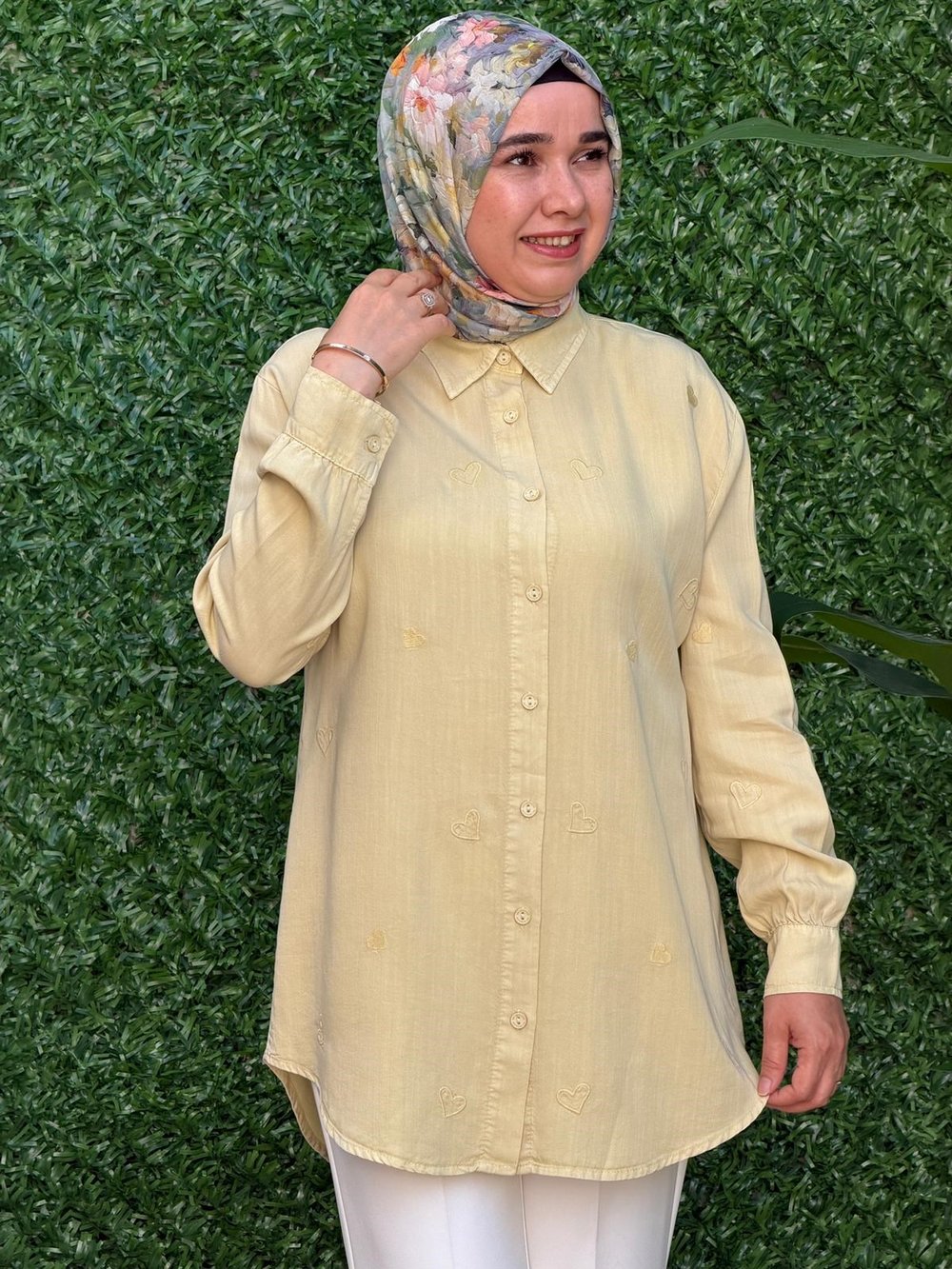 Limon Sarı Kalpli Tunik