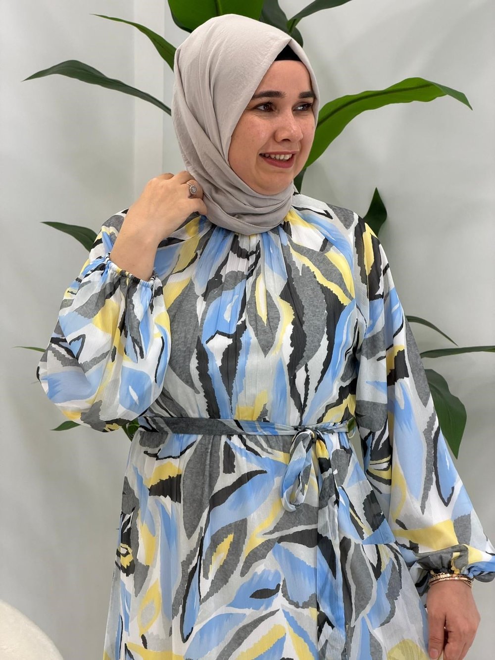 Mavi Şifon Elbise