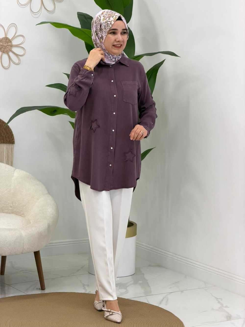 Mor Yıldız Tensel Tunik