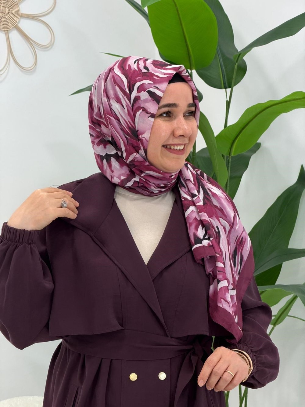 Mürdüm Cep Detaylı Pantolonlu Takım