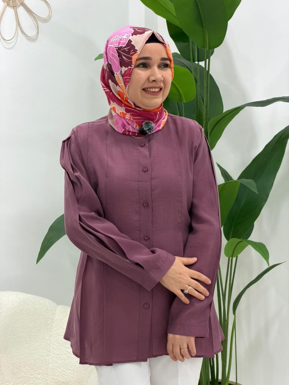 Mürdüm Kol Detaylı Tunik