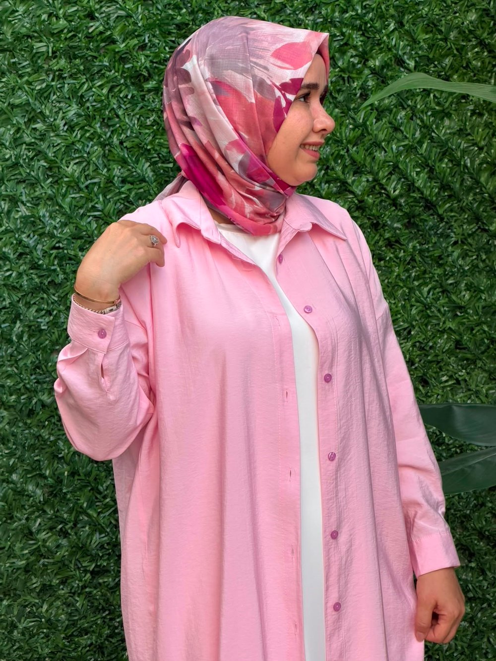 Pembe Yan Yırtmaçlı Yeni Sezon Tunik