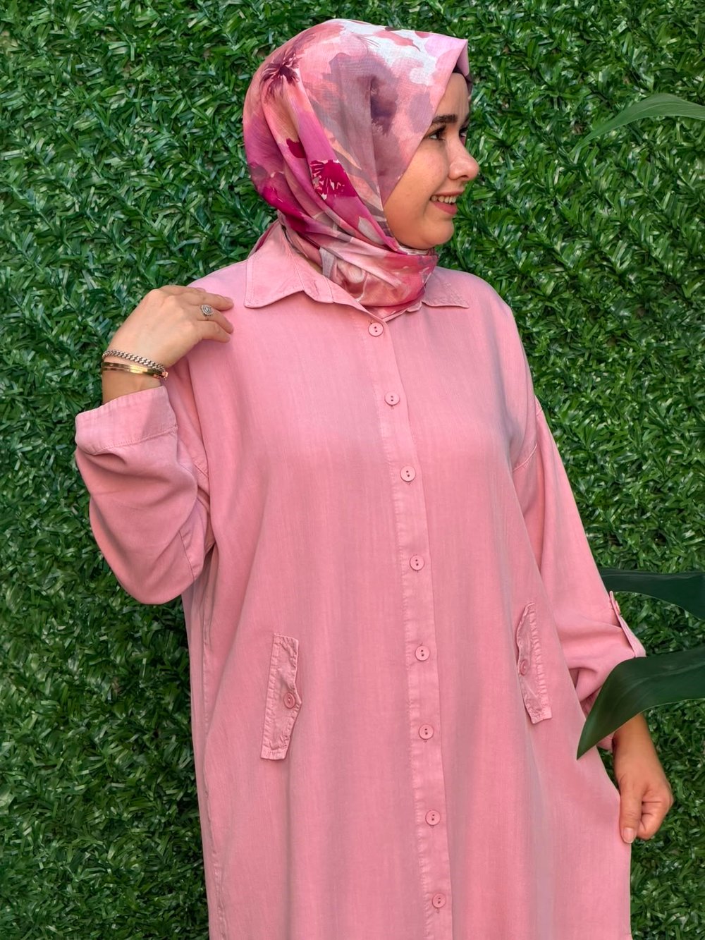Pembe Yeni Sezon Cep Detaylı Uzun Tunik