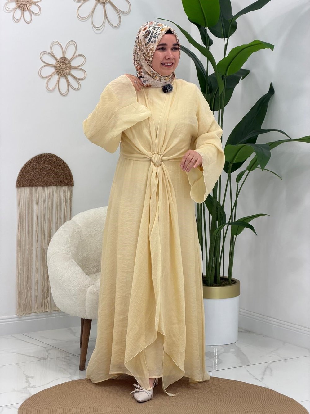 Sarı Bolero Detaylı Elbise