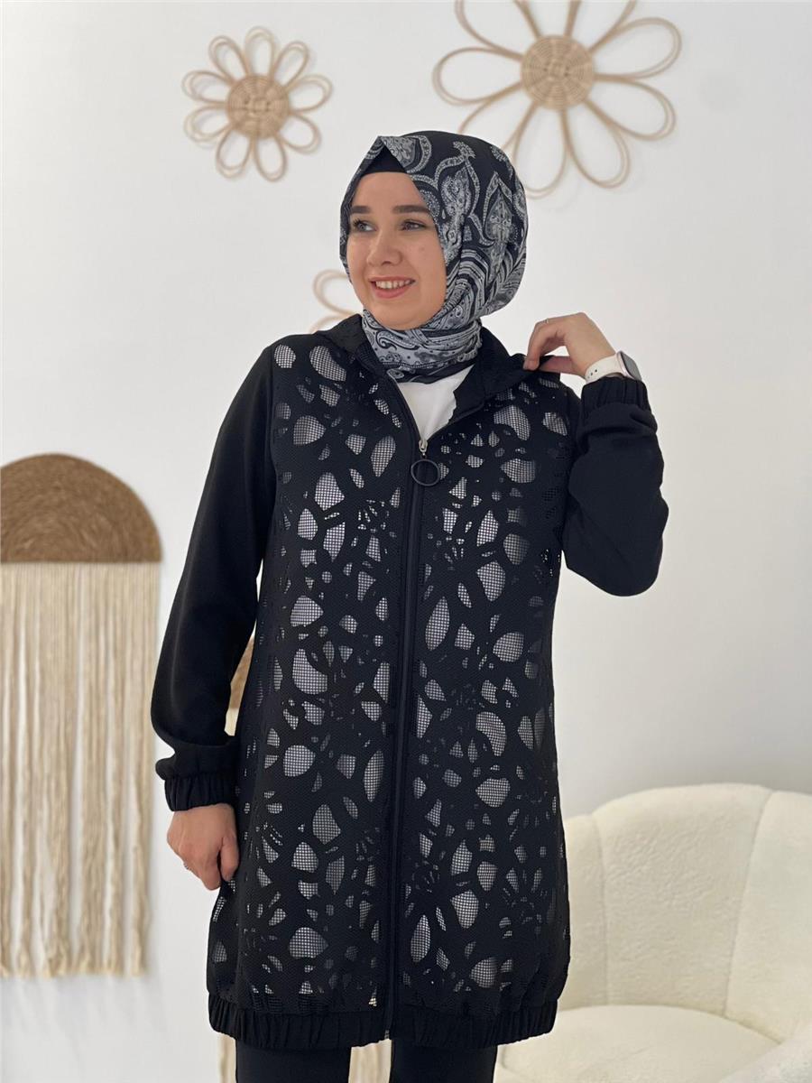 Siyah Dantel Detay Ceket