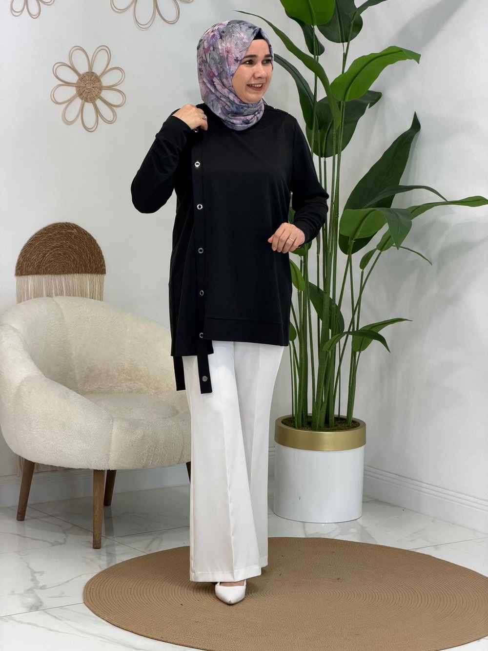 Siyah Kuş Gözü Tunik