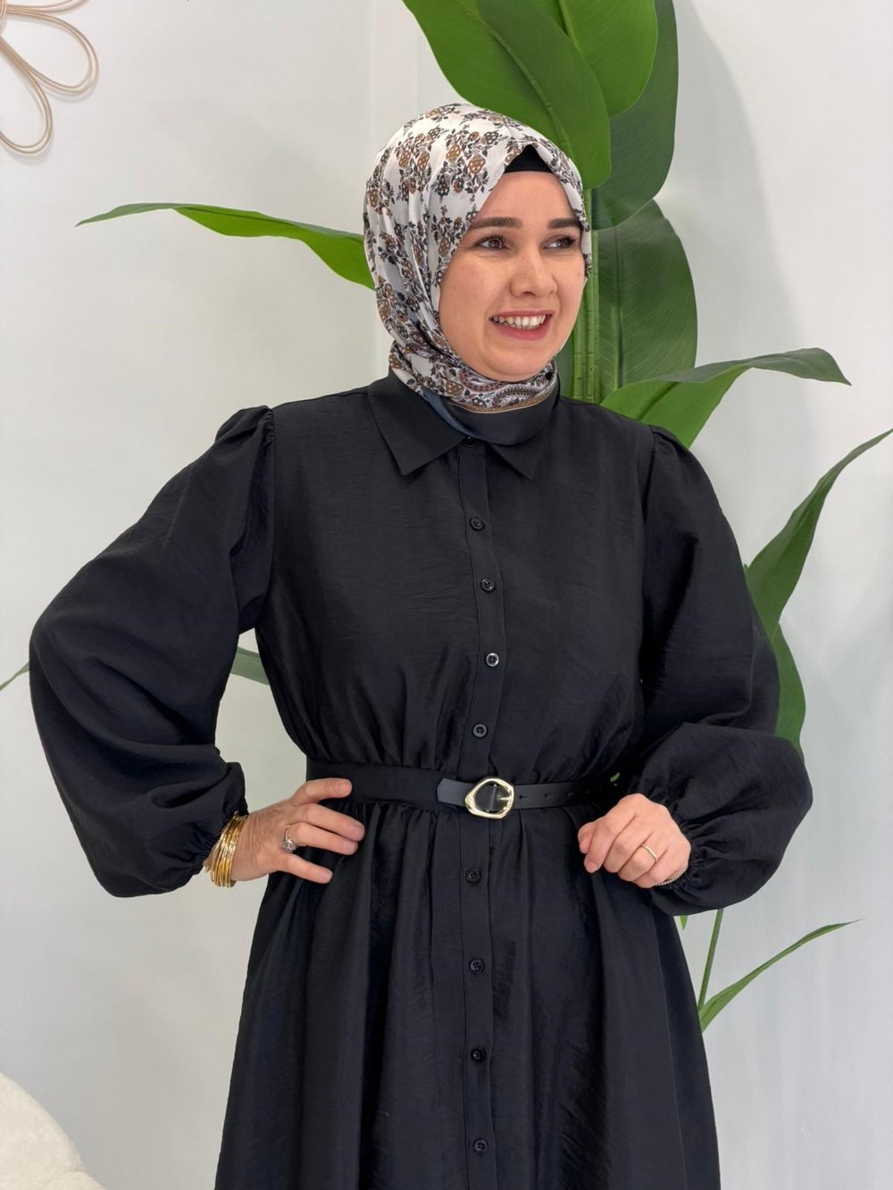 Siyah Milano Kemer Detaylı Elbise