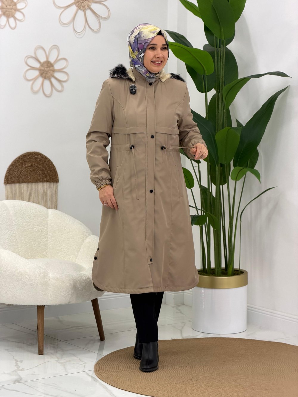 Taş  İçi Yarım Peluş Parka