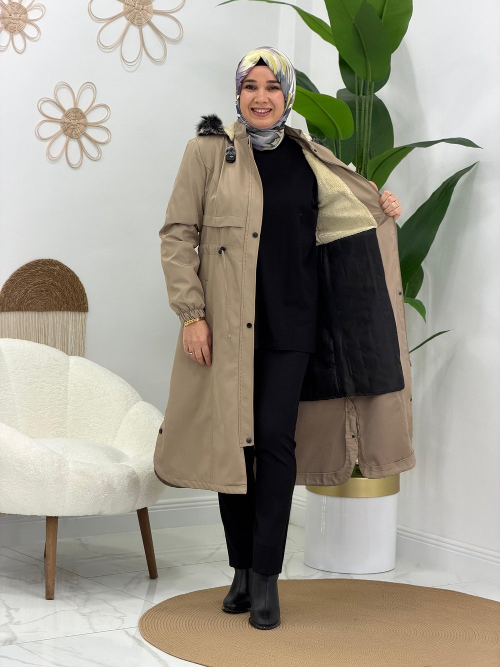 Taş  İçi Yarım Peluş Parka
