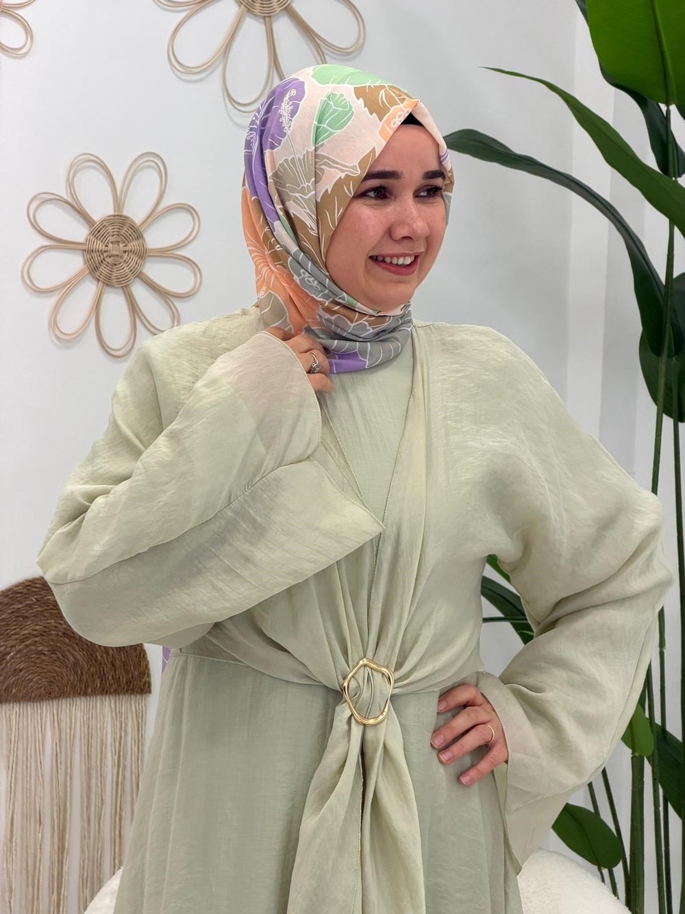 Yeşil Bolero Detaylı Elbise